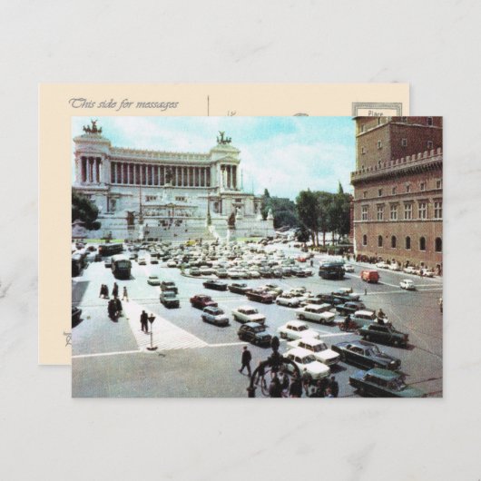 Vintages Italien, Rom, Piazza Venezia Postkarte (Vorne/Hinten)