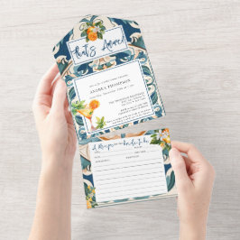 Vintages Italienisch | Citrus Orange | BRAUTPARTY All In One Einladung