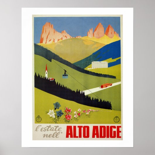 Vintages italienisches Alpenposter (Südtirol) Poster (Vorne)