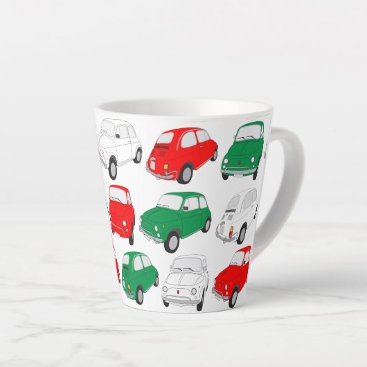 Vintages italienisches Automuster Latte Tasse (Rechte Ecke)