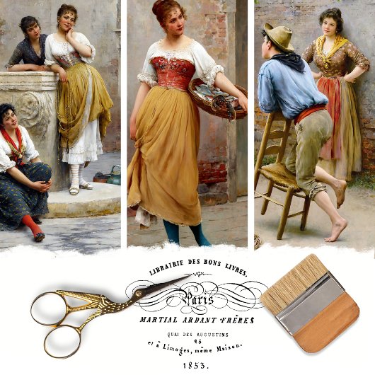 Vintages italienisches Dekopapier Geschenkpapier Set