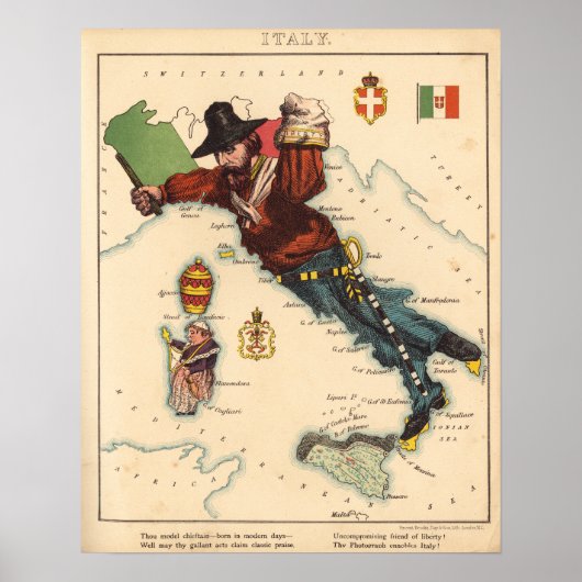 Vintages Italienisches Kartenster Poster (Vorne)