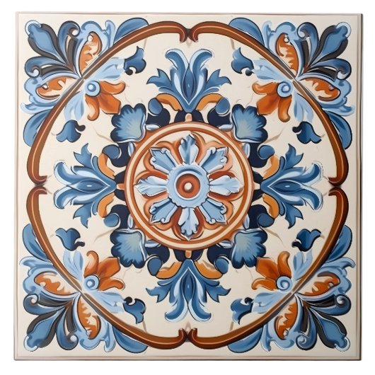 Vintages italienisches Mittelmeer-Muster Fliese (Vorderseite)