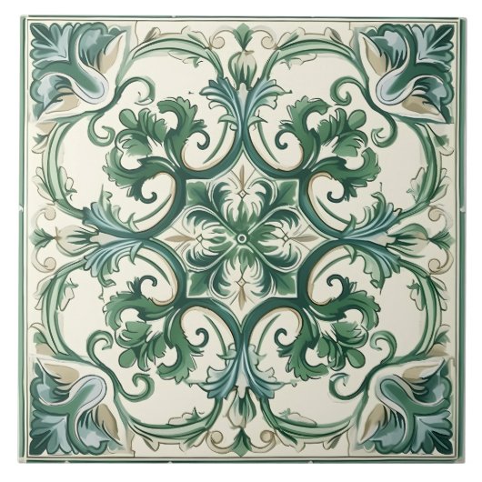 Vintages italienisches Mittelmeer-Muster Fliese (Vorderseite)