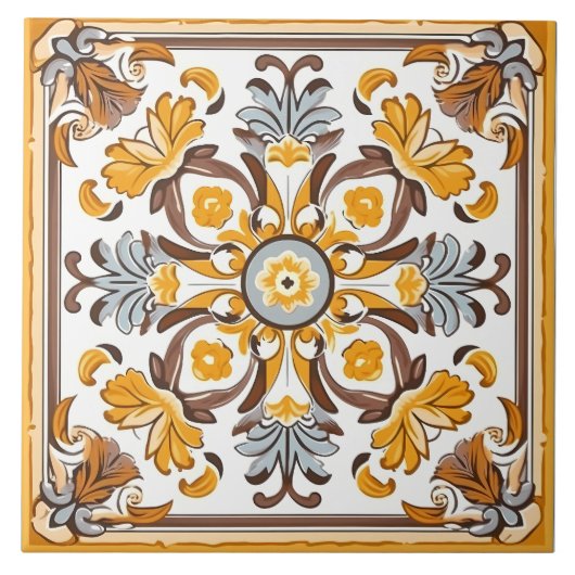 Vintages italienisches Mittelmeer-Muster Fliese (Vorderseite)