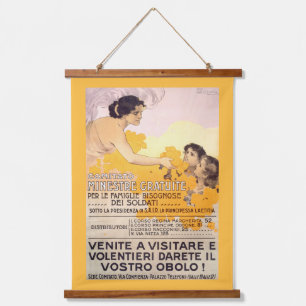 Vintages italienisches Poster von 1917 Wandteppich Mit Holzrahmen