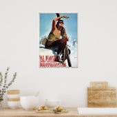 Vintages italienisches Wintersportort Poster (Küche)