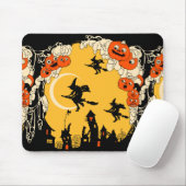 Vintages Jack o Lanturns und Fliegen-Hexen Mousepad (Mit Mouse)