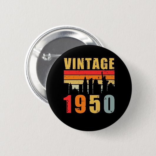 Vintages Jahr 1950, 1950 Button (Vorne & Hinten)