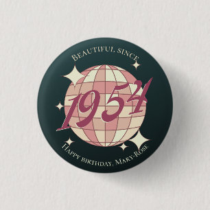 Vintages Jahr 1954 70. Geburtstag schwarz rosa Ret Button