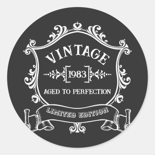 Vintages Jahr bis zum perfekten Geburtsjahr Runder Aufkleber (Vorderseite)