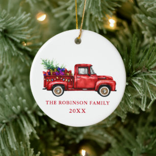 Vintages Jahr der Weihnachtsbaumgeschenke für den Keramik Ornament