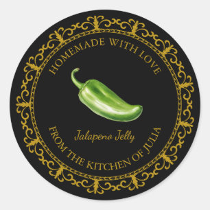 Vintages Jalapeno Jelly Label l Black Runder Aufkleber