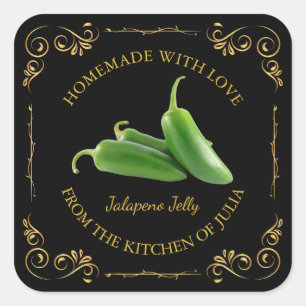 Vintages Jalapeno Jelly Square Label Quadratischer Aufkleber