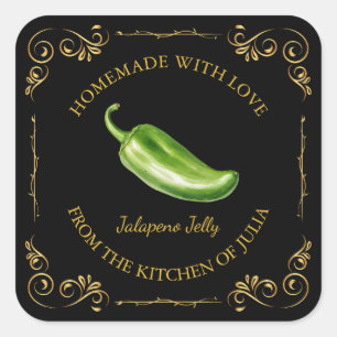 Vintages Jalapeno Jelly Square Label Quadratischer Aufkleber