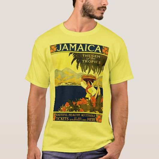 Vintages Jamaica Travel Illustration Poster T-Shirt (Vorderseite)