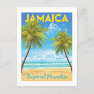 Vintages Jamaica Tropical Paradise Palm Tree Beach Postkarte