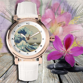 Vintages Japan, große Welle vor Kanagawa Kanji beo Armbanduhr
