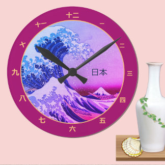 Vintages Japan, große Welle vor Kanagawa Kanji Uhr