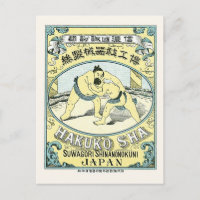 Vintages Japan Seidenwerbung Label Sumo Wrestler