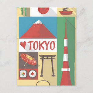 Vintages Japan tokyo Travel Aquarell Asien Postkarte