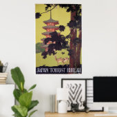 Vintages Japan Travel Deer and Temple Poster (Heimbüro)