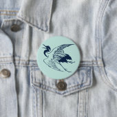 Vintages Japanisch Zeichn eines Krans, blau Button (Beispiel)