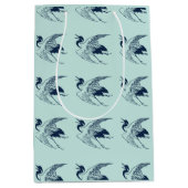 Vintages Japanisch Zeichn eines Krans, blau Mittlere Geschenktüte (Vorderseite)