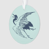 Vintages Japanisch Zeichn eines Krans, blau Ornament (Vorderseite)