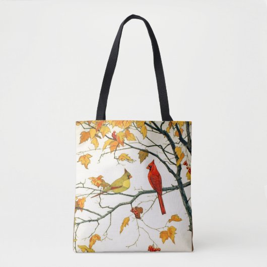 Vintages Japanisch Zeichnend, Kardinal auf einer Z Tasche (Vorderseite)