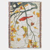 Vintages Japanisch zeichnend, Kardinal auf Zweig Decke (Vorderseite Vertikal)