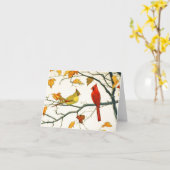 Vintages Japanisch zeichnend, Kardinal auf Zweig Karte (Gelbe Blume)