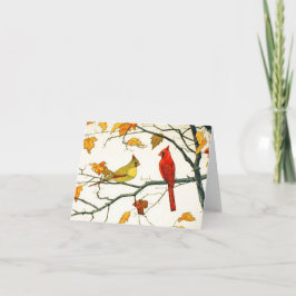 Vintages Japanisch zeichnend, Kardinal auf Zweig Karte