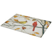 Vintages Japanisch zeichnend, Kardinal auf Zweig Schneidebrett (Ecke)