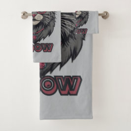 Vintages japanisches Anime-Gray-Cat-Logo Badhandtuch Set