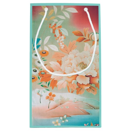 Vintages japanisches Blumendesign Kleine Geschenktüte (Rückseite)
