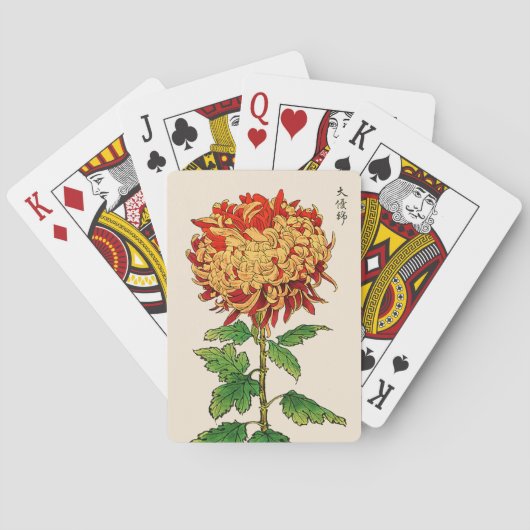 Vintages japanisches Chrysanthemum. Gelb und Orang Spielkarten (Rückseite)