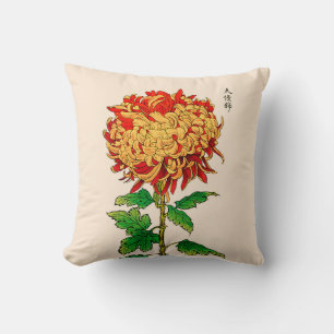 Vintages japanisches Chrysanthemum. Gold und Orang Kissen