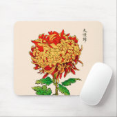 Vintages japanisches Chrysanthemum. Gold und Orang Mousepad (Mit Mouse)