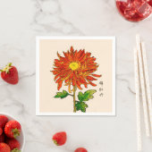 Vintages japanisches Chrysanthemum. Orange und Gol Serviette (Beispiel)
