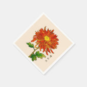 Vintages japanisches Chrysanthemum. Orange und Gol Serviette (Ecke)