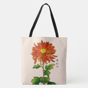 Vintages japanisches Chrysanthemum. Orange und Gol Tasche