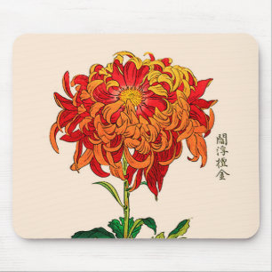 Vintages japanisches Chrysanthemum. Rost und Orang Mousepad