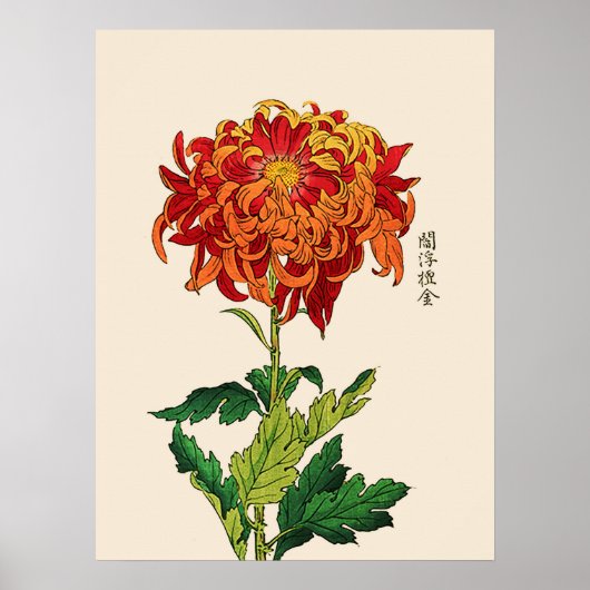 Vintages japanisches Chrysanthemum. Rost und Orang Poster (Vorne)