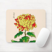 Vintages japanisches Chrysanthemum. Senfgelb Mousepad (Mit Mouse)