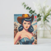 Vintages japanisches Cowgirl Postkarte (Stehend Vorderseite)