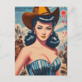 Vintages japanisches Cowgirl Postkarte (Vorderseite)