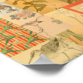 Vintages japanisches Dekor in asiatischen Kunstsam Poster (Ecke)