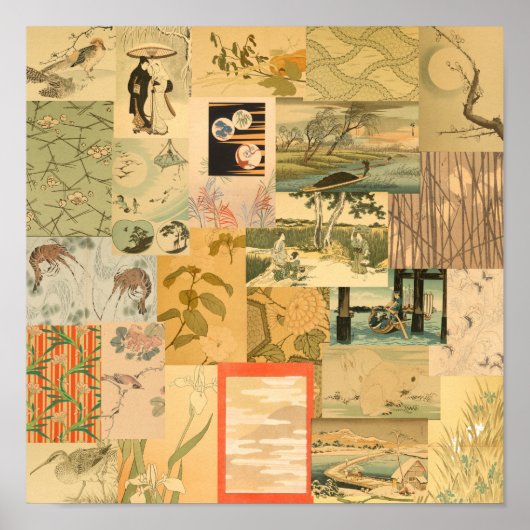 Vintages japanisches Dekor in asiatischen Kunstsam Poster (Vorne)