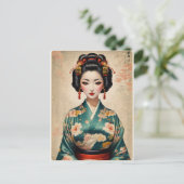 Vintages japanisches Geisha-Portrait Postkarte (Stehend Vorderseite)